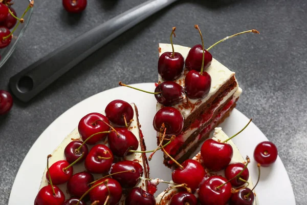 Tasty Cherry Cake Grunge Background — Stock Photo, Image
