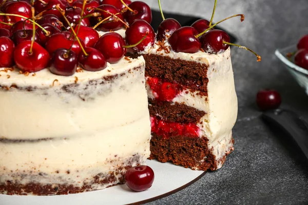 Tasty Cherry Cake Grunge Background — Stock Photo, Image