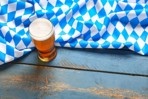 Прапор Баварії Кухоль Пивом Синьому Дерев Яному Фоні — стокове фото