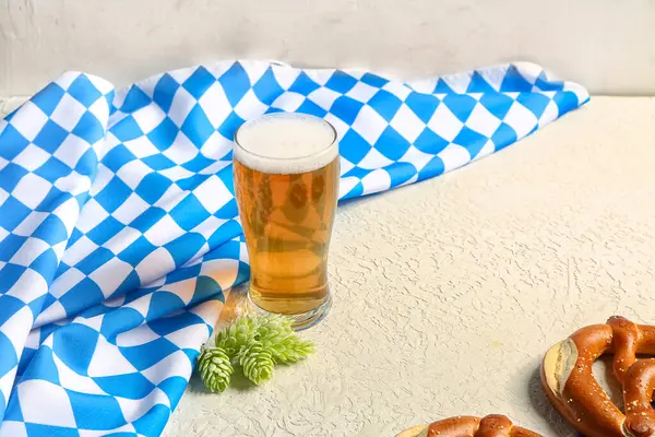 Прапор Баварії Кухоль Пивом Крендель Білому Тлі — стокове фото