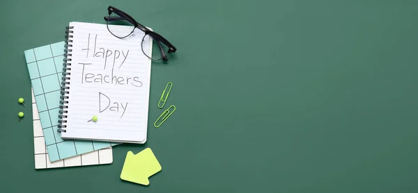Notebooks Com Texto Happy Teachers Dia Óculos Diferentes Artigos Papelaria — Fotografia de Stock