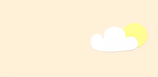 Paper Cloud Sun Beige Background Space Text Weather Forecast Concept — Stock Photo, Image