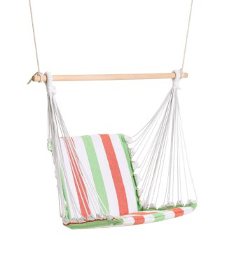 Beyaz arka planda izole edilmiş rahat çizgili hamak