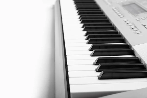 Modern Synthesizer Keyboard Isolated White Background Closeup — Stock Photo, Image