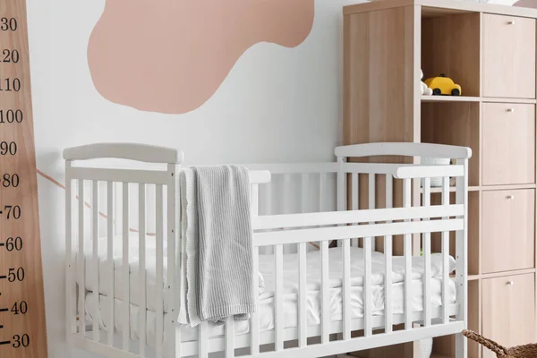 Interior Children Bedroom Crib Stadiometer Shelving Unit — Stock Photo, Image