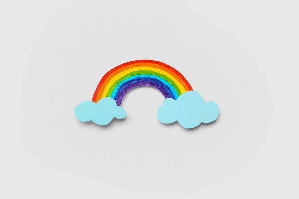 Paper Rainbow White Background Weather Forecast Concept — Stock Photo, Image