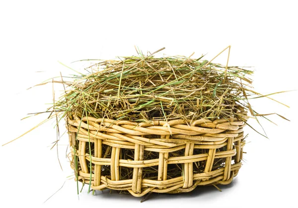 Straw Basket White Background — Stock Photo, Image