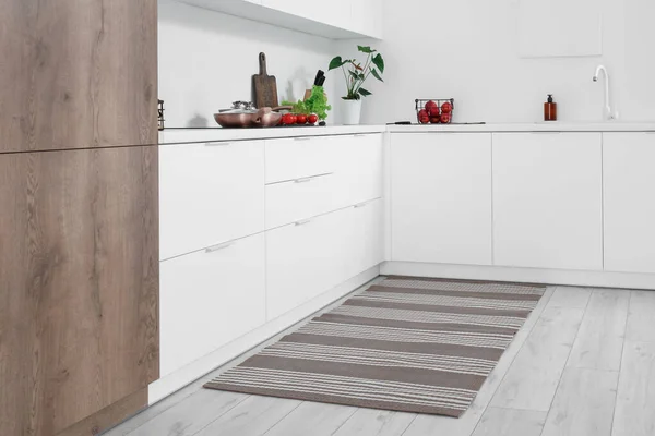 Tapete Listrado Elegante Interior Cozinha Moderna — Fotografia de Stock