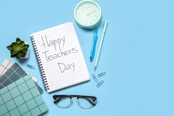 Cadernos Com Texto Happy Teachers Dia Óculos Artigos Papelaria Sobre — Fotografia de Stock