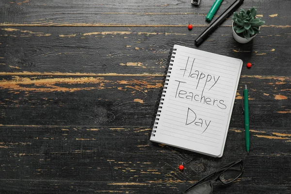 Cadernos Com Texto Happy Teachers Dia Óculos Diferentes Artigos Papelaria — Fotografia de Stock