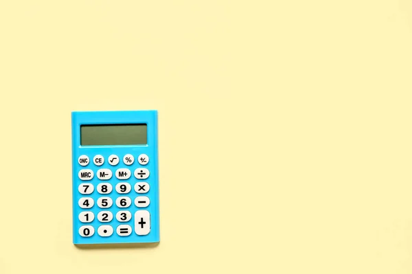 Calculadora Moderna Fundo Amarelo Pálido — Fotografia de Stock