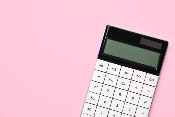 Moderní Kalkulačka Růžovém Pozadí — Stock fotografie