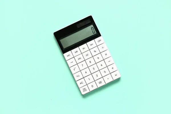 Calculatrice Moderne Sur Fond Turquoise — Photo