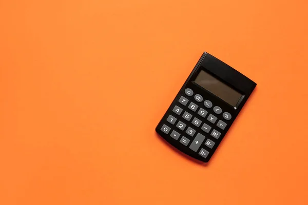 Moderní Kalkulačka Oranžovém Pozadí — Stock fotografie