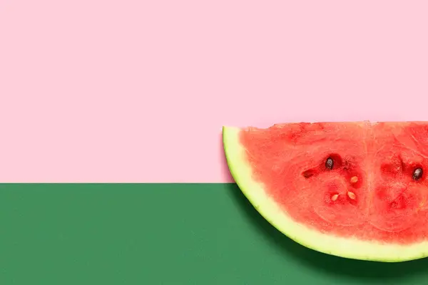 Stück Frische Wassermelone Auf Buntem Hintergrund — Stockfoto