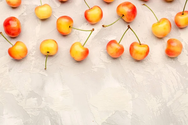Many Sweet Yellow Cherries Grunge Background — Stock Photo, Image