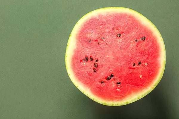 Half Fresh Watermelon Green Background — Stock Photo, Image