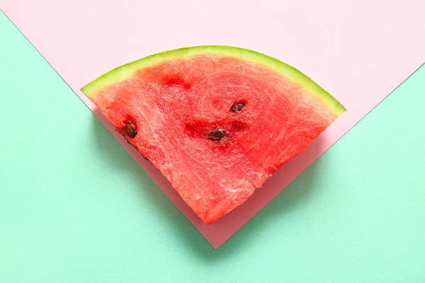 Piece Fresh Watermelon Colorful Background — Stock Photo, Image