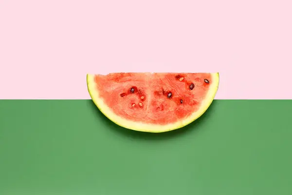 Stück Frische Wassermelone Auf Buntem Hintergrund — Stockfoto
