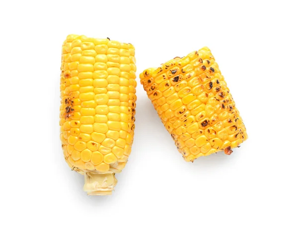Вырезать Вкусный Гриль Кукурузы Початок Белом Фоне — стоковое фото