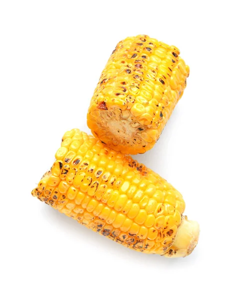 Cut Tasty Grilled Corn Cob White Background — Stock Photo, Image