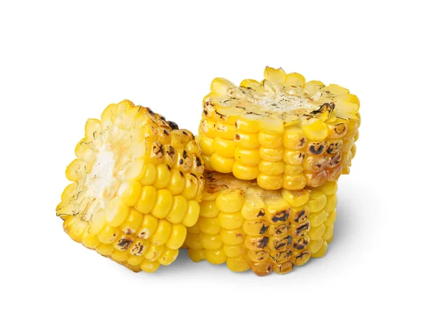 Vágott Ízletes Grillezett Kukorica Cob Fehér Alapon — Stock Fotó