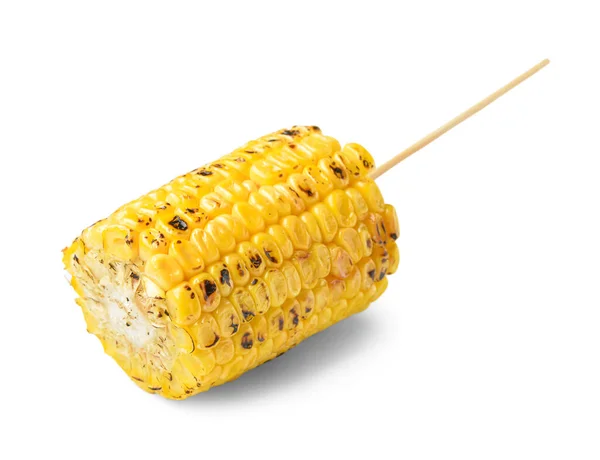 Tasty Grilled Corn Cob Skewer White Background — Stock Photo, Image