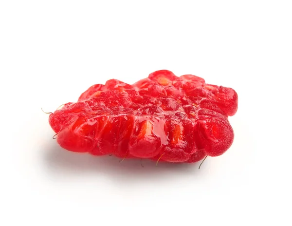 stock image Piece of fresh raspberry on white background