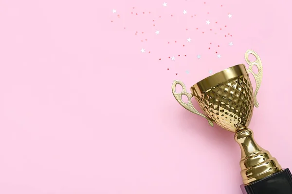 Gold Cup Stars Pink Background — Stock Photo, Image