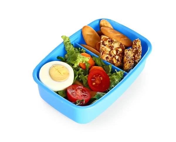 Lunchbox Con Gustoso Cibo Isolato Sfondo Bianco — Foto Stock