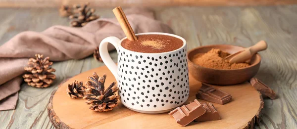 Copa Chocolate Caliente Sobre Mesa Madera — Foto de Stock