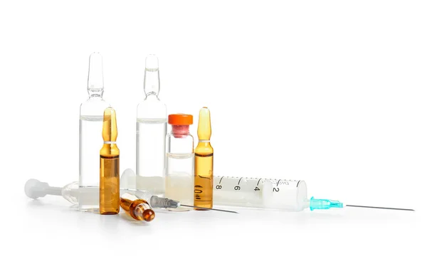 Ampules Syringe White Background — Stock Photo, Image