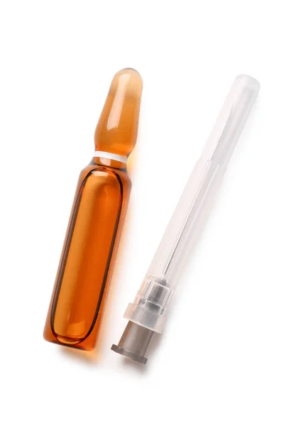 Ampule Syringe Needle White Background — Stock Photo, Image