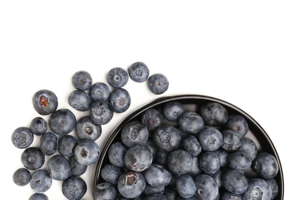 Bowl Ripe Fresh Blueberry White Background Closeup — Stock Photo, Image