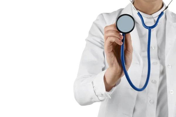 Female Doctor Stethoscope Isolated White Background — Stock Photo, Image