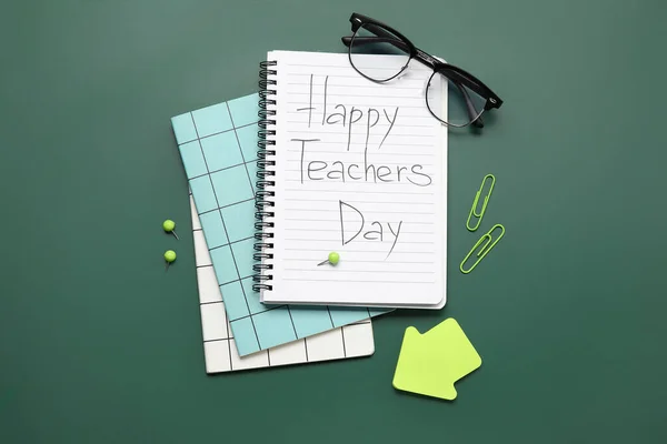 Cadernos Com Texto Happy Teachers Dia Óculos Diferentes Artigos Papelaria — Fotografia de Stock