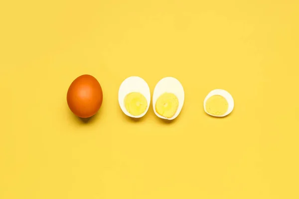 Tasty Boiled Eggs Yellow Background — Stock Photo, Image