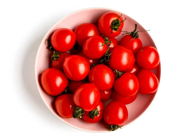 stock image Bowl with fresh cherry tomatoes on white background