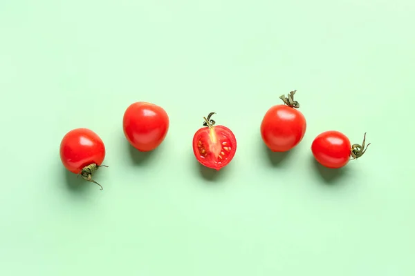 Fresh Cherry Tomatoes Green Background — Stock Photo, Image