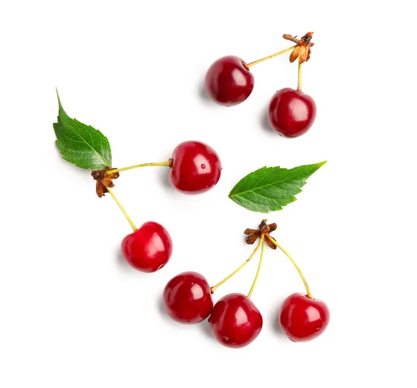 Red Sweet Cherries White Background — Stock Photo, Image