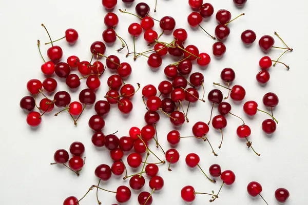 Many Red Sweet Cherries White Background — Stock Photo, Image