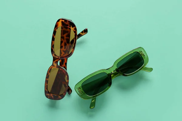 Modern Eyeglasses Turquoise Background — Stock Photo, Image