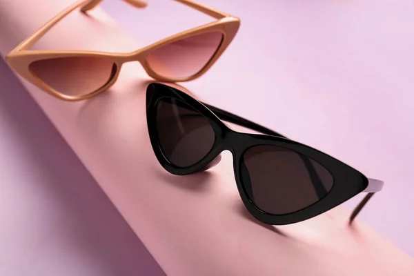 Modern Eyeglasses Pink Background Closeup — Stock Photo, Image