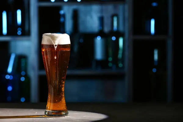 Glass Fresh Beer Table Bar — Stock Photo, Image