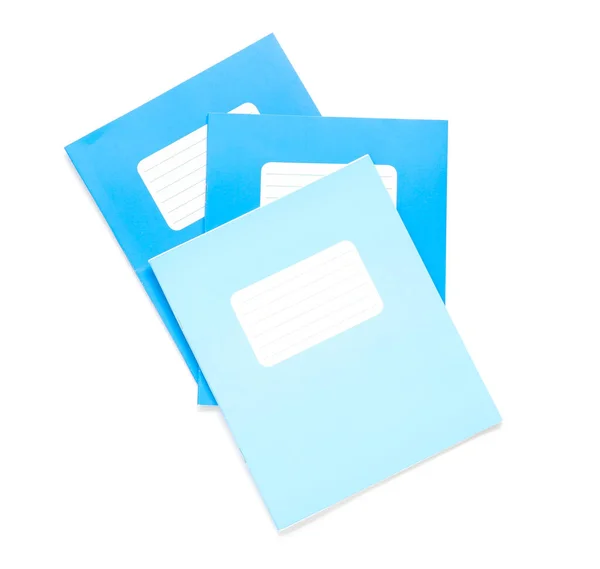 Különböző Kék Notebook Elszigetelt Fehér Háttér — Stock Fotó