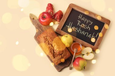 Rosh Hashanah (Yahudi Yeni Yılı) için hafif arkaplanda kompozisyon