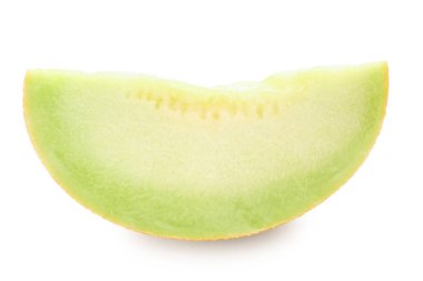 Beyaz arkaplanda bir parça tatlı kavun