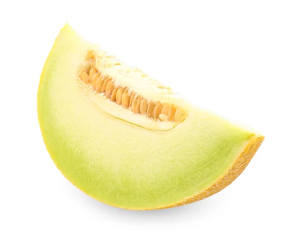 Pezzo Melone Dolce Sfondo Bianco — Foto Stock