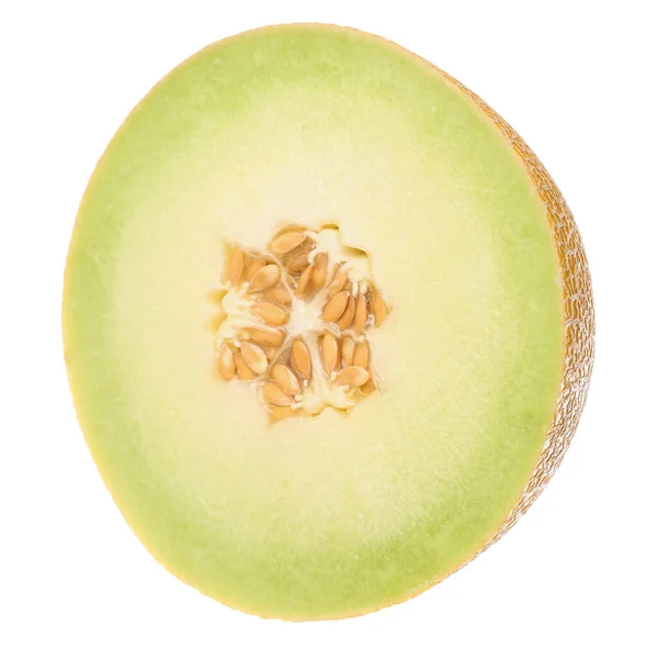 Hälften Söt Melon Vit Bakgrund — Stockfoto