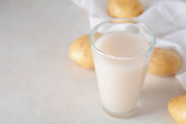 Glass Tasty Potato Milk Light Background — Stock Photo, Image